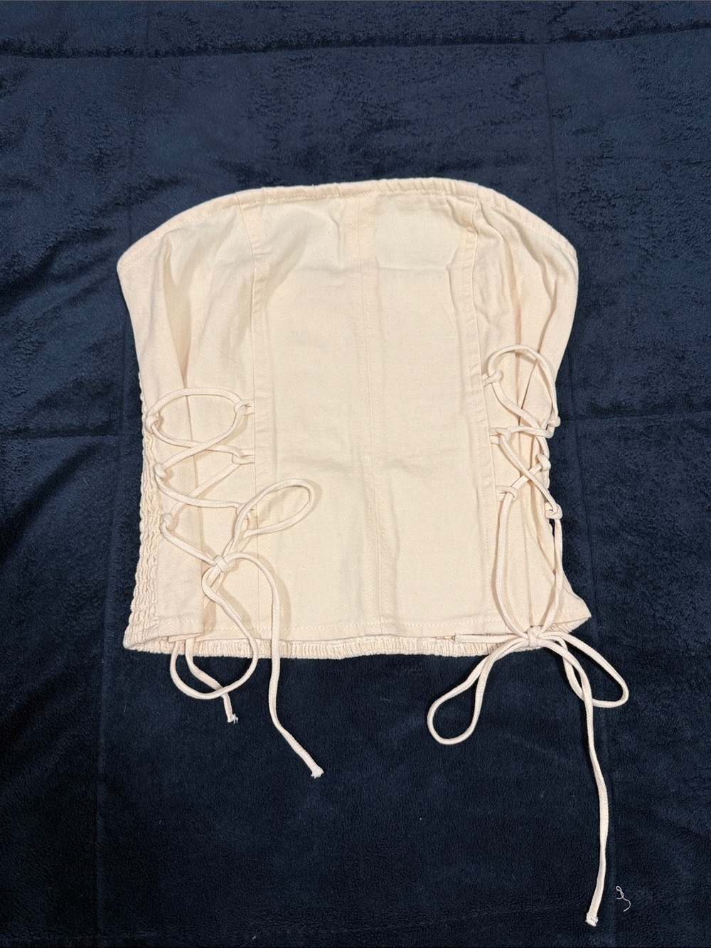 Cream Strapless Lace-Up Corset Camisole